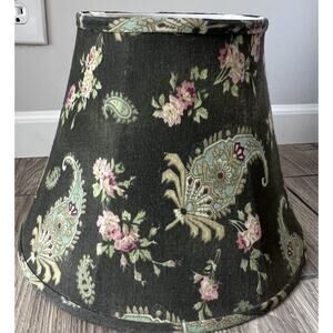 Waverly Bell Lamp Shade Gray Aqua Paisley Floral Whimsy Cottagecore Fabric 10x13